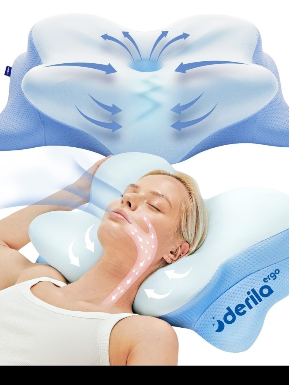 Derila Ergo Cervical Neck Pillow for Sleeping Pillow Contour Memory Foam Pillow